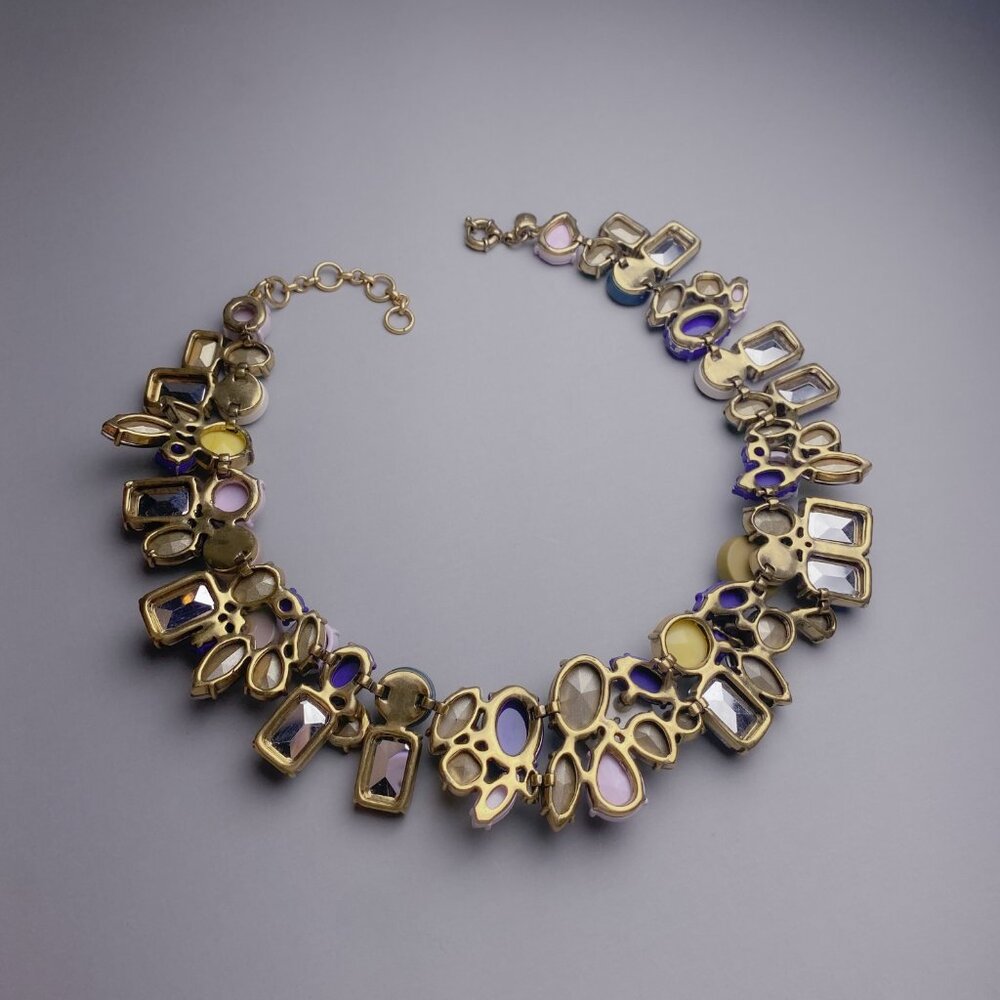 J. Crew Brulee Multicolor Rhinestone Jewel Cluster Statement Collar Necklace - Picture 4 of 13